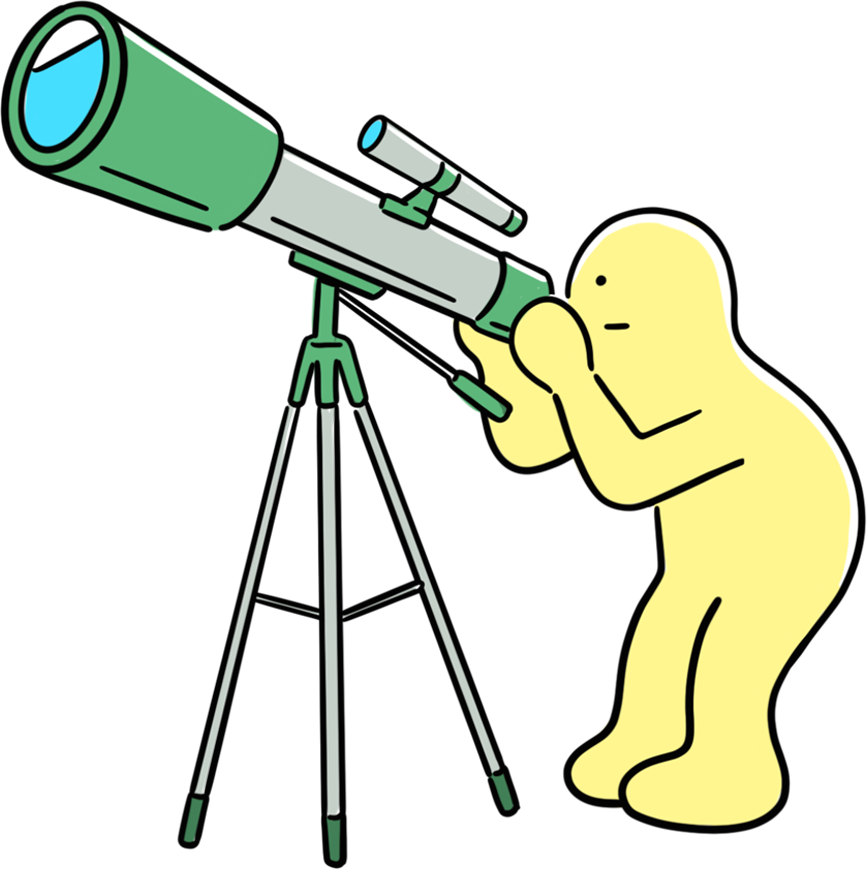 望遠鏡を覗く人のイラス