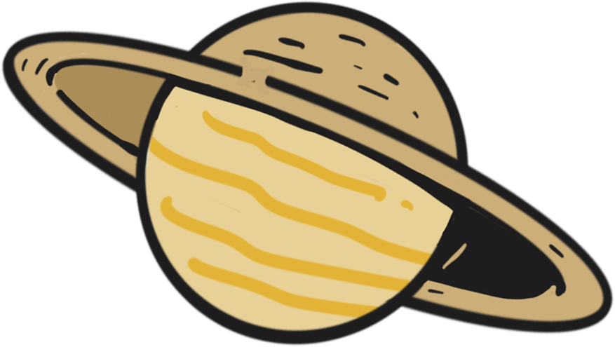 麦わら帽子をかぶる土星のイラスト